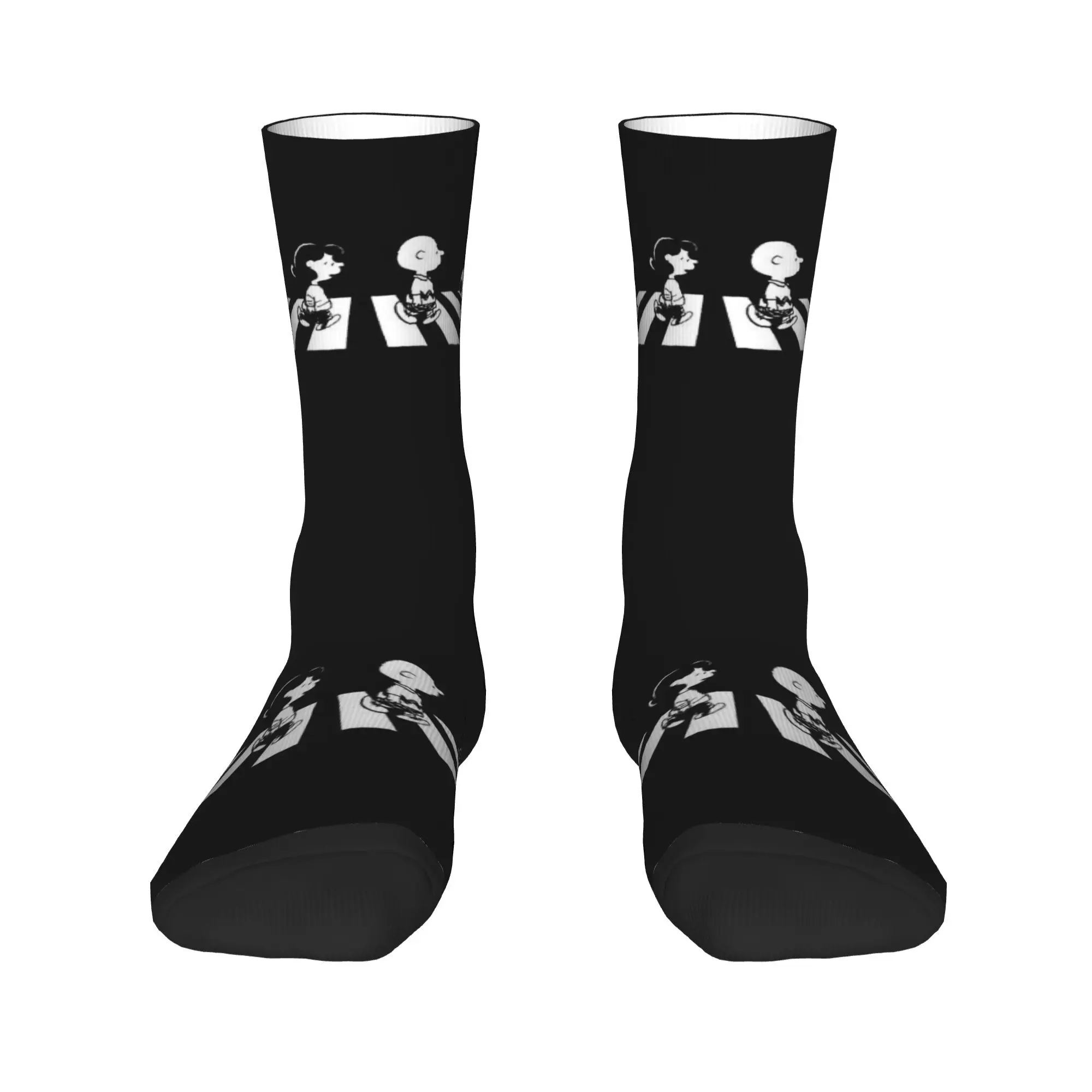 Custom Cute Mens Rock Tees Group Walk Snoopys Dress Socks Unisex Warm Breathbale 3D Print Dog Crew Socks