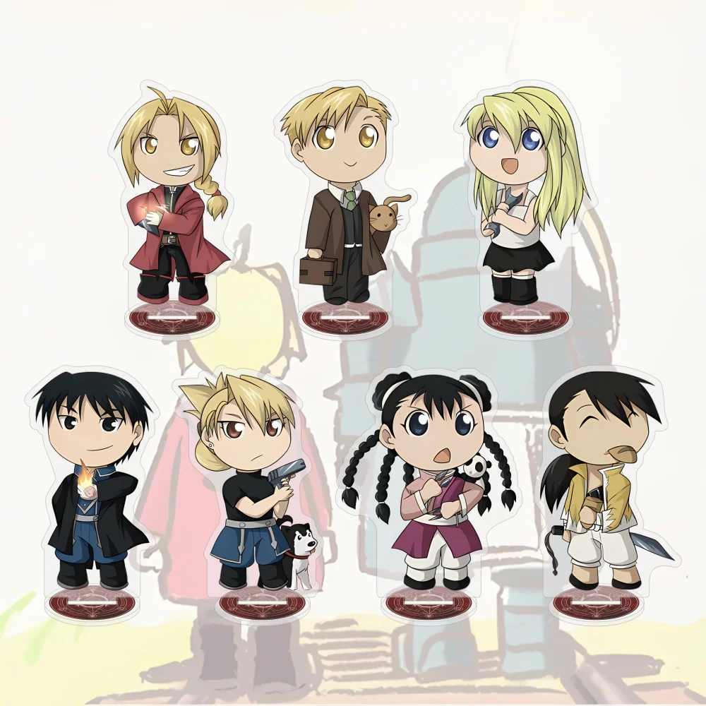 Fullmetal Alchemist Anime Acrylic Stand Figure 10cm Edward Alphonse Winry Chibi Figure Model Plate Brotherhood Desktop Keychain