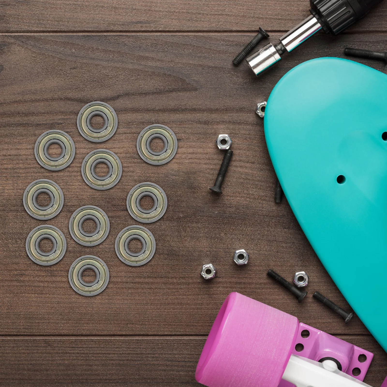 10 قطعة محامل عجلات لوح التزلج من الفولاذ الكربوني 608Zz متانة عالية قوية منخفضة الاحتكاك ملحقات سكوتر دوارة سريعة