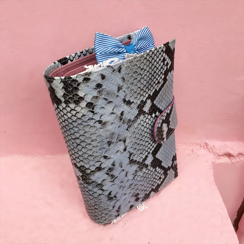 Yiwi Snakeskin Pattern Cow Genuine leather A6 Loose-leaf Planner Gift Multifunctional Genuine Leather Notebook