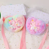 Cute Unicorn For Girls Plush Heart Zipper Shoulder Bag Messenger Bag Coin Purse Wallet Crossbody Bag Kids Gift Small – view 1