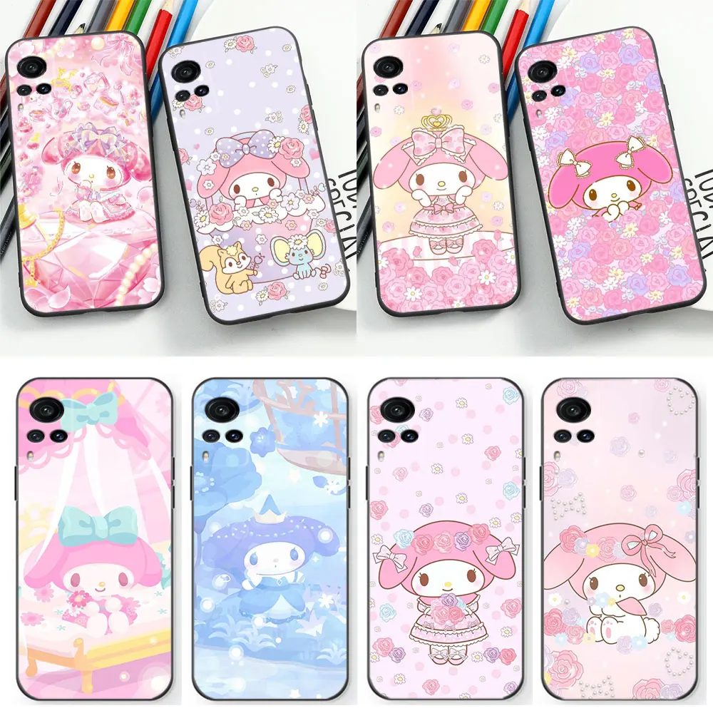 Cartoon My Melody Cute Phone Case For VIVO V29E V29 V27 V27E V25 V23 V23E V21 V21E V20 X90 X80 X70 X60 X50 Z1 Pro 5G Cover Cqoue