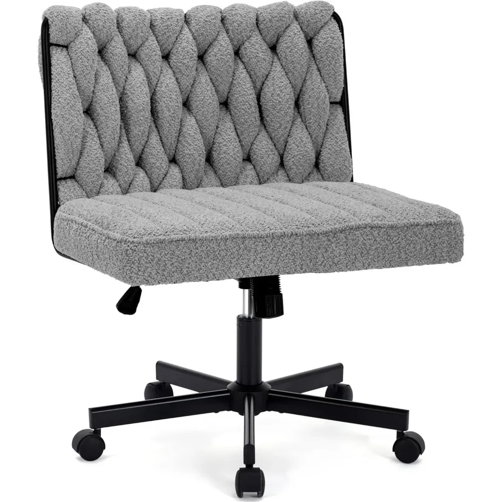 Silla de escritorio de oficina con patas cruzadas con ruedas, moderna silla de escritorio sin brazos con asiento ancho, silla de oficina en casa para el trabajo