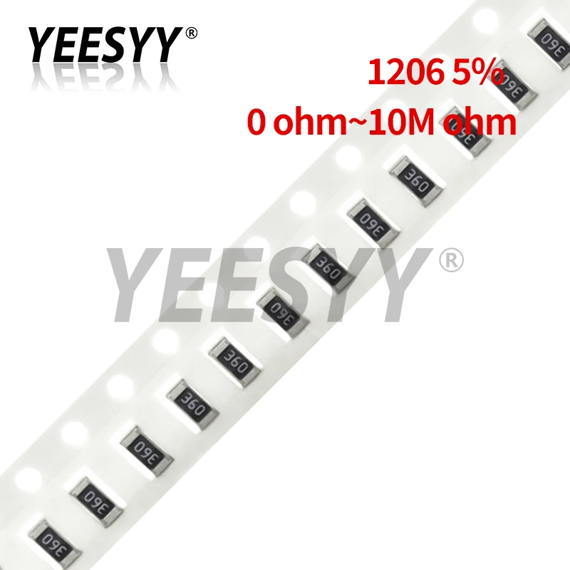 100pcs 1206 5% SMD resistor 0R ~ 10M 1/4W 0 1 10 100 150 220 330 ohm 1K 2.2K 4.7K 10K 100K 1R 10R 100R 150R 220R 330R 470R 1M