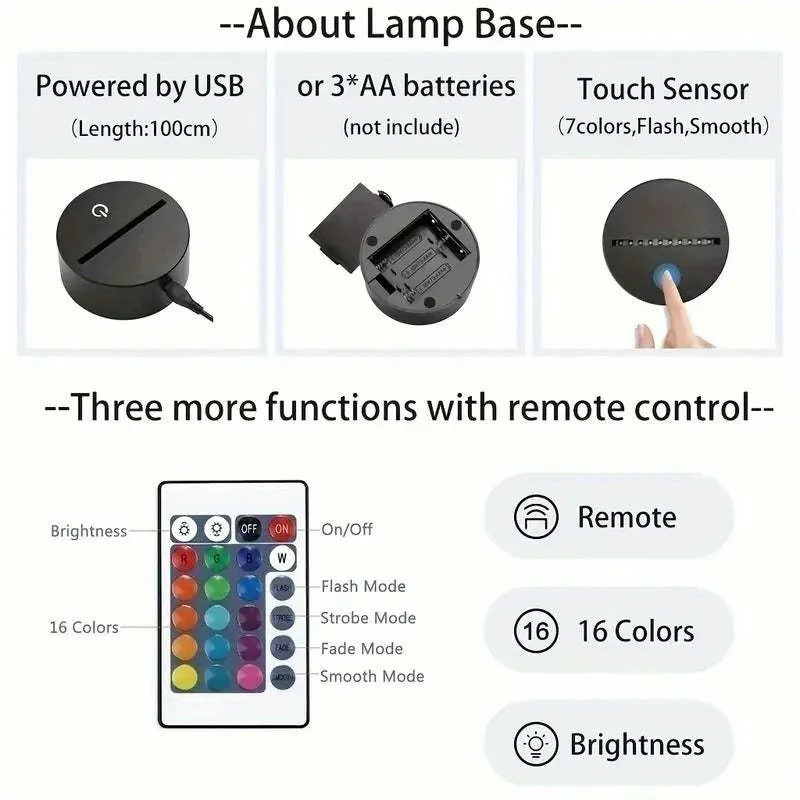 Lampu malam 3D Squash olahraga dengan kontrol sentuh lampu meja 7/16 warna lampu dekorasi kamar tidur hadiah sempurna untuk Natal, ulang tahun