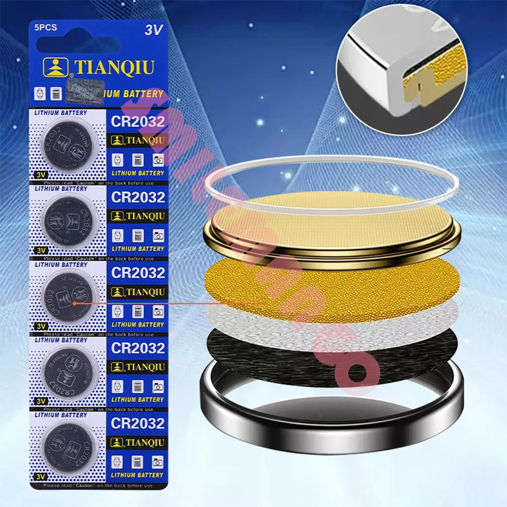 TIANQIU 시계 리모컨용 리튬 단추 셀 코인 배터리, CR2032 배터리, DL2032 ECR2032 BR2032 2032 CR 2032, 3V
