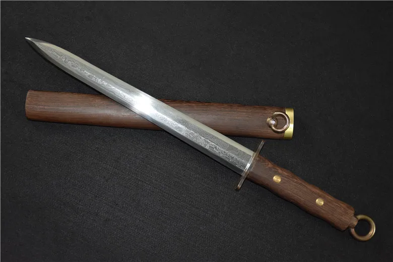 52cm Medieval short sword Damascus Steel Real sword Japanese Straight Sword Dark Battle ready Sharp weapon Sword katana