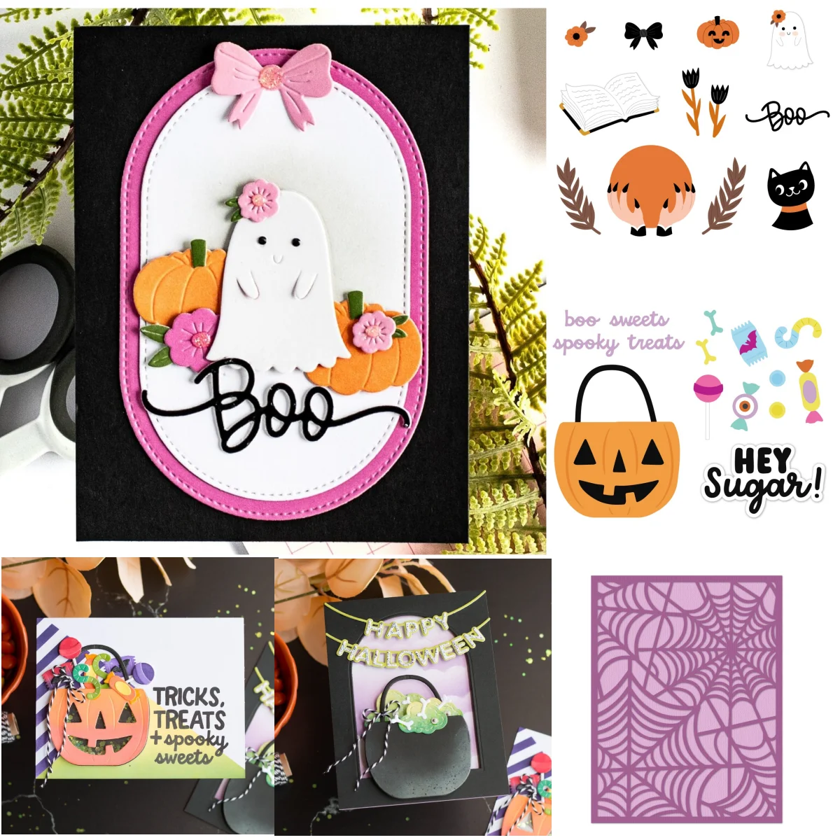 

2025 Halloween Spiderwebs Mystic Boo Hey Sugar Spooky Sweets Metal Cutting Dies for DIY Decorating Scrapbook Paper Card Album