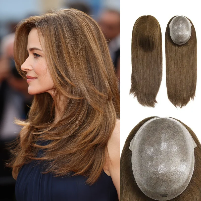 Human Hair PU Base Woman Topper Hairpiece 7x9 14inch Hand-Tied In Stock 72H Ship Wholesale Dropship Color 1B #4 #613