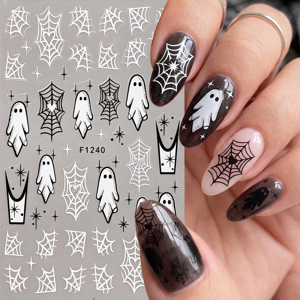 Nail Art Vampire - 1 unidad de pegatinas góticas negras