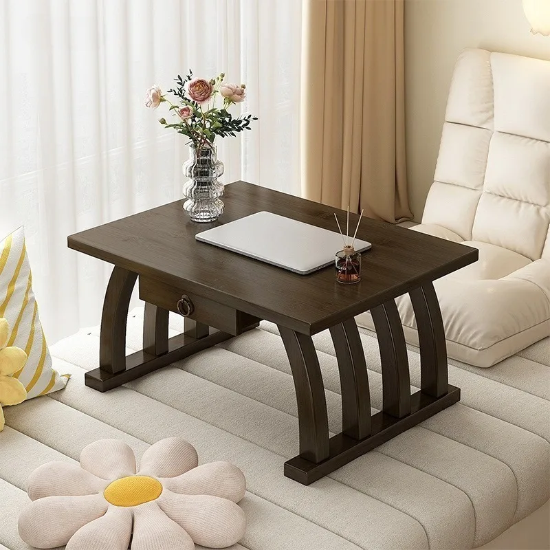 Bay window small table foldable kang table solid wood household tatami tea table coffee table bed learning low table
