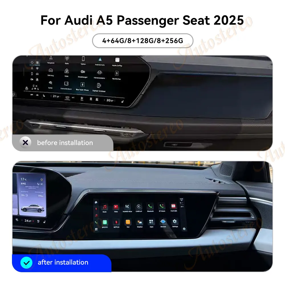 Car Passenger Screen 11 Inch Co-pilot Screen Android For Audi A5 S5 2025 2026 2027 Car GPS Navigation Multimedia Player Radio