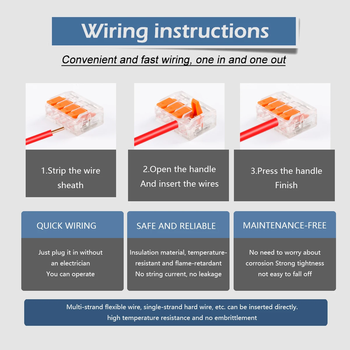 10Pcs/Lot Electrical PCT-412 PCT-413 Connectors Wire Block Clamp Terminal Cable Reusable Mini Quick Home Wire Terminal Connector