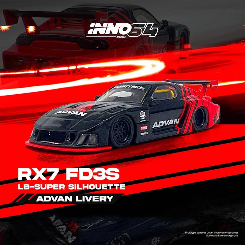 INNO In Stock 1:64 LBWK RX7 FD3S LB Super Silhouette Advan Livery Diecast Diorama Car Model Collection Miniature Toys