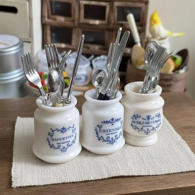 

Dollhouse Kitchen Dining Set /6 Scale Storage Box Organizer Chopstick Holder Model for Miniature Pretend Play Kitchen Scene