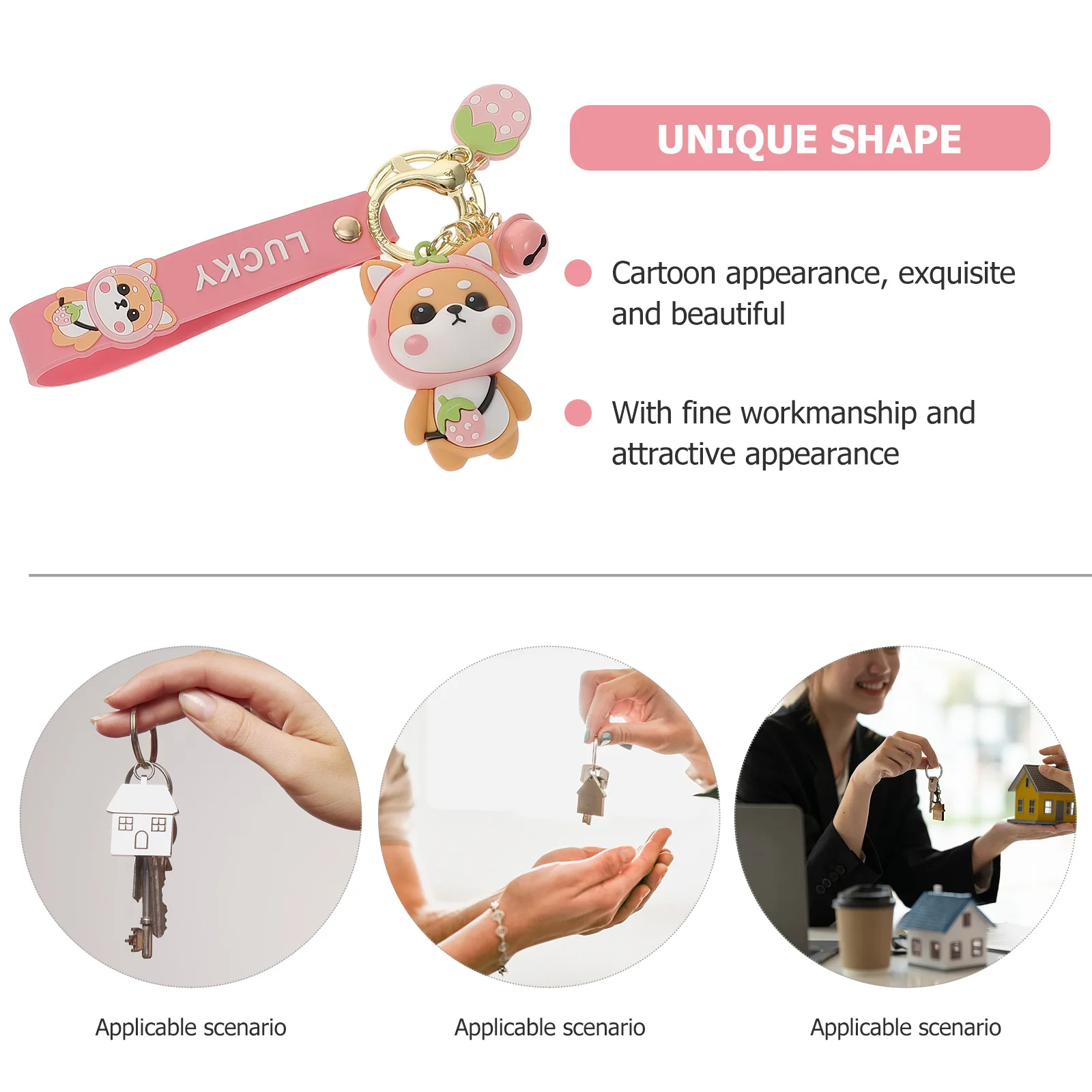 Beavorty الكلب المفاتيح Kawaii جرو سحر للنساء حقيبة الملحقات مفتاح معدني قلادة هدية للأطفال الحيوانات الأليفة عيد الفصح #4