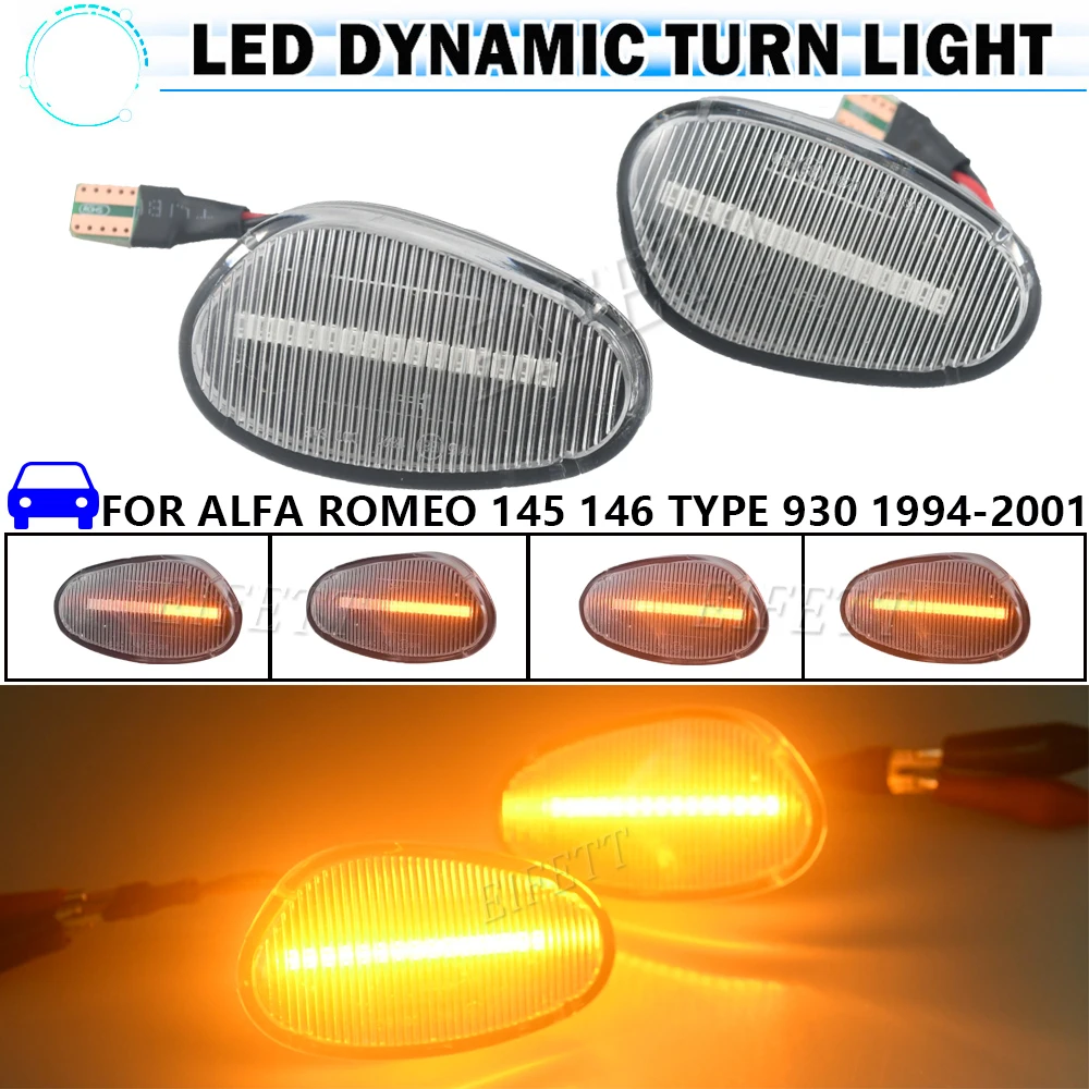 2PEDynamic Turn Signal Indicator Repeater Light FOR ALFA ROMEO 145 146 930 155 SPIDER GTV LED Side Marker Fender Sequential Lamp