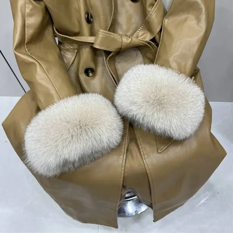 Real Fox Fur Cuffs Fluffy Fur Bracelet Arm Warmth Accessories Winter Plush Windproof Women Wrist Cuff Sleeves Thick Arm Sleeve