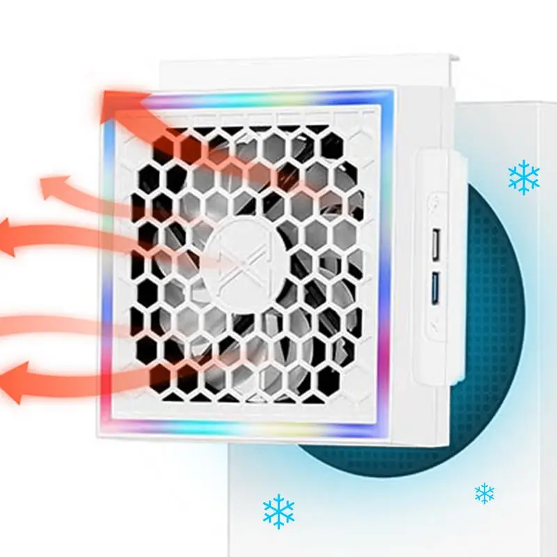 

Cooling Base Fan Side Mounted Cooling Station with LED Light 3 Speeds Adjustable Multifunctional RGB Cooler for Console