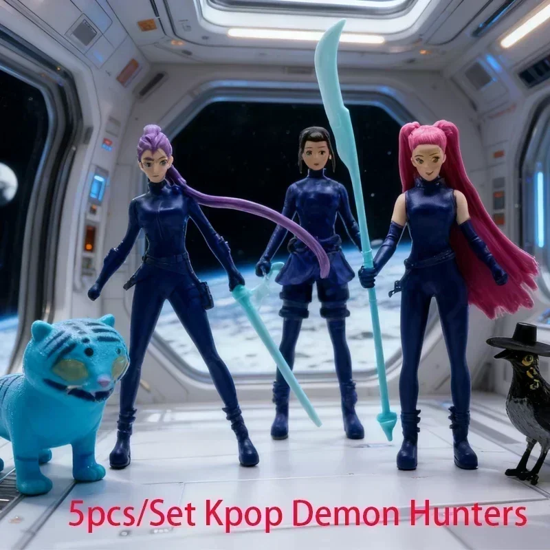 5 teile/satz Kpop Dämon Jäger Abbildung Modell Spielzeug PVC Cartoon Gaming Peripheriegeräte Schreibtisch Dekor Sammlung Figuren Modell Spielzeug Für Kind......&*