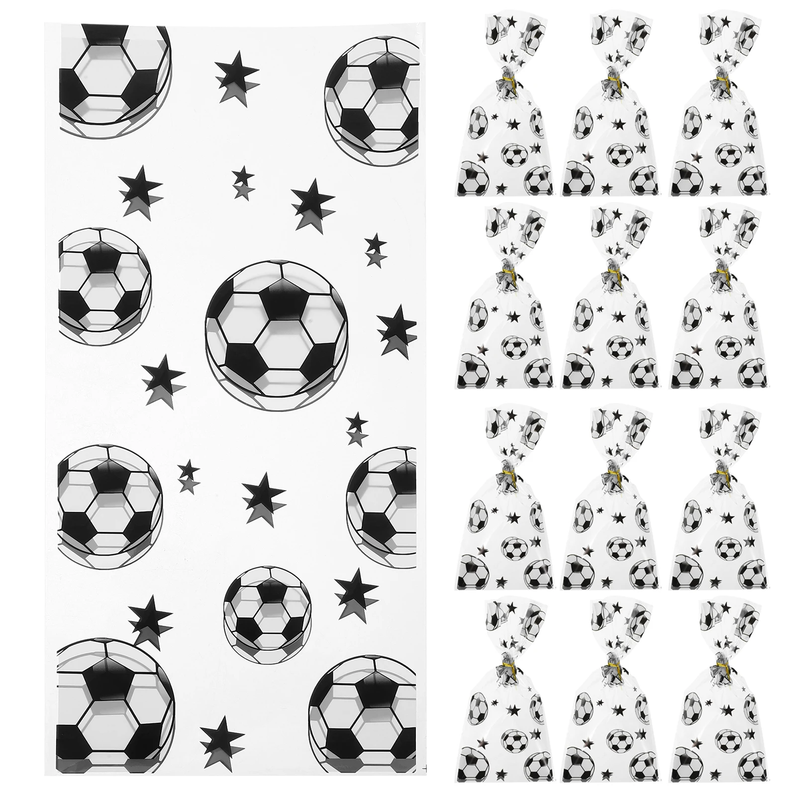 

100pcs Football Gift Bag Clear OPP Reusable Treat Bags Party Goodie Candy Packaging Snacks Biscuits Home Transparent Plastic