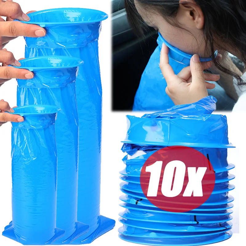 Portable Disposable Travel Car Airplane Motion Sickness Nausea Vomit Cleaning Bag Blue Clean Eco-Friendly Plastic Bag Cars Part