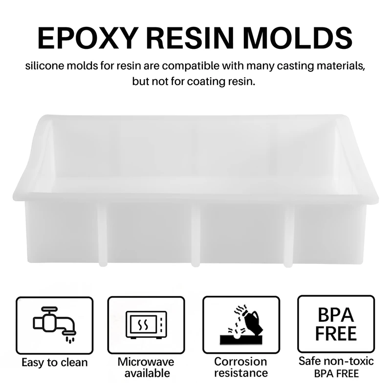 대형 수지 몰드, 수지 주조용 직사각형 실리콘 몰드, 꽃 보존용 에폭시 수지 몰드, 수지 공예