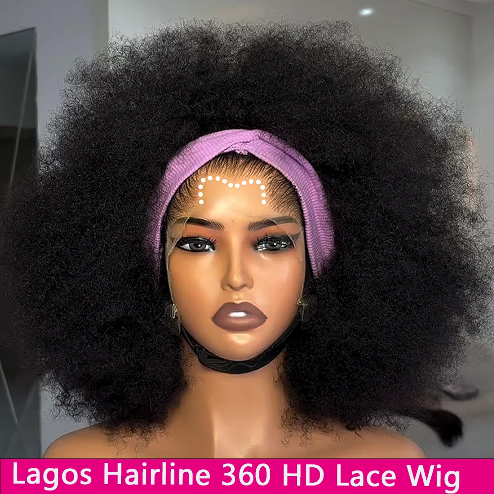 

400 Density Lagos Hairline Glueless Preplucked 13x4 HD Lace Front Curly Wig Afro Kinky Curly Human Hair For Women 16-36 Inch wig