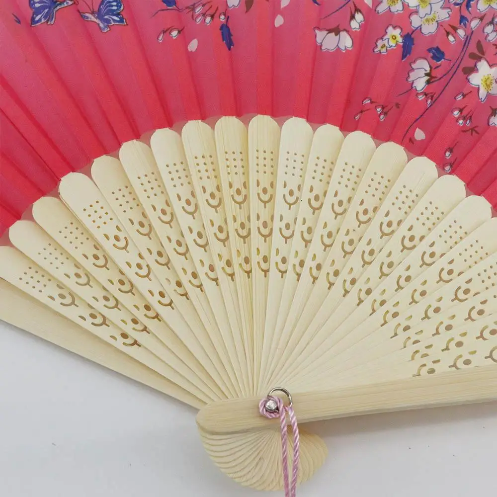 女性用竹模様折りたたみアートクラフト手持ちシルク写真撮影用小道具ツール手持ち花扇子ダンス手持ちシルク扇子折りたたみ扇子
