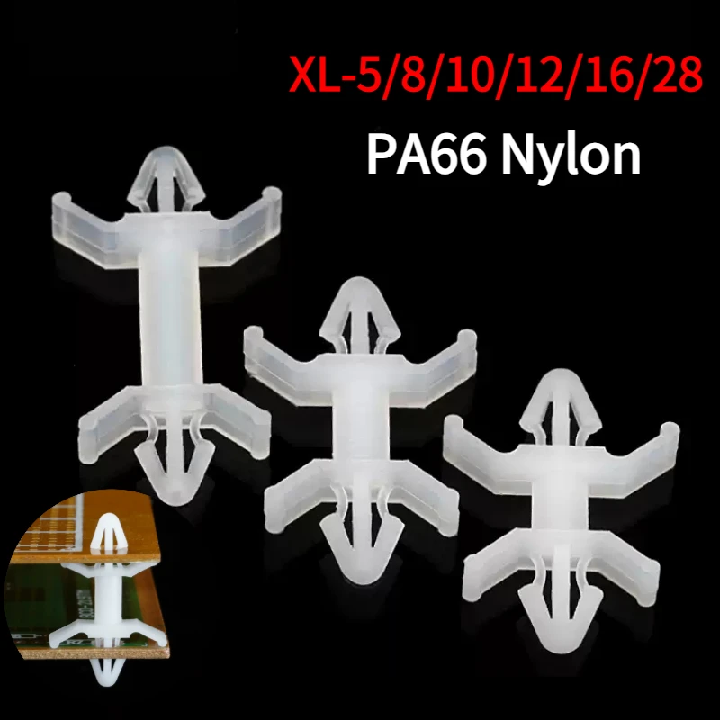 100pcs Nylon Plastic Insulated Auto Fixing Standoff Spacer Rivet Push In for 4mm Hole 0.8-2.2mm Thick PCB Board Circuit Chassis