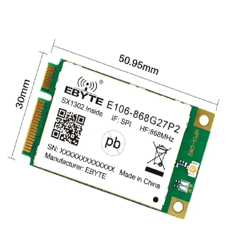 LoRa Gateway RF Module SX1302 868MHz 27dBm PCI-e SPI Interface Low Power Consumption CDSENET  Grade E106-868G27P2