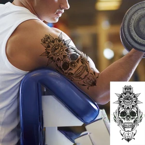 Waterproof Temporary Tattoo Sticker Big Eye Skull Head Flower Tattos Fake Tattoo Flash Arm Leg Tattoo Body Art for Boy Women Men