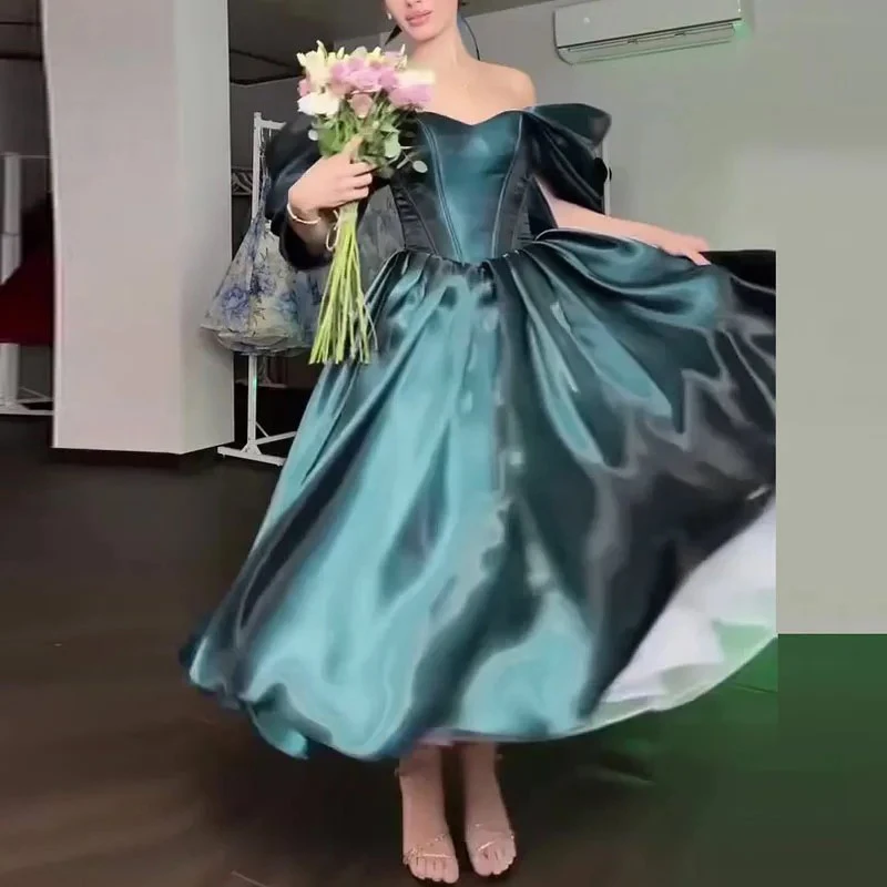 Sexy Strapless Backless Slim Solid Dress Elegant Off Shoulder Satin Evening Dress Women Fashion Hight Waist Formal Party Dress - Image 6
