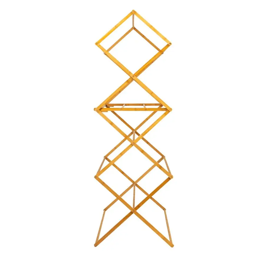 Rak Pengering Pakaian Lipat Bambu Ukuran Besar, Rak Cucian Mewah dengan 11 Tiang, Ramah Lingkungan, Rangka Stabil, Rak