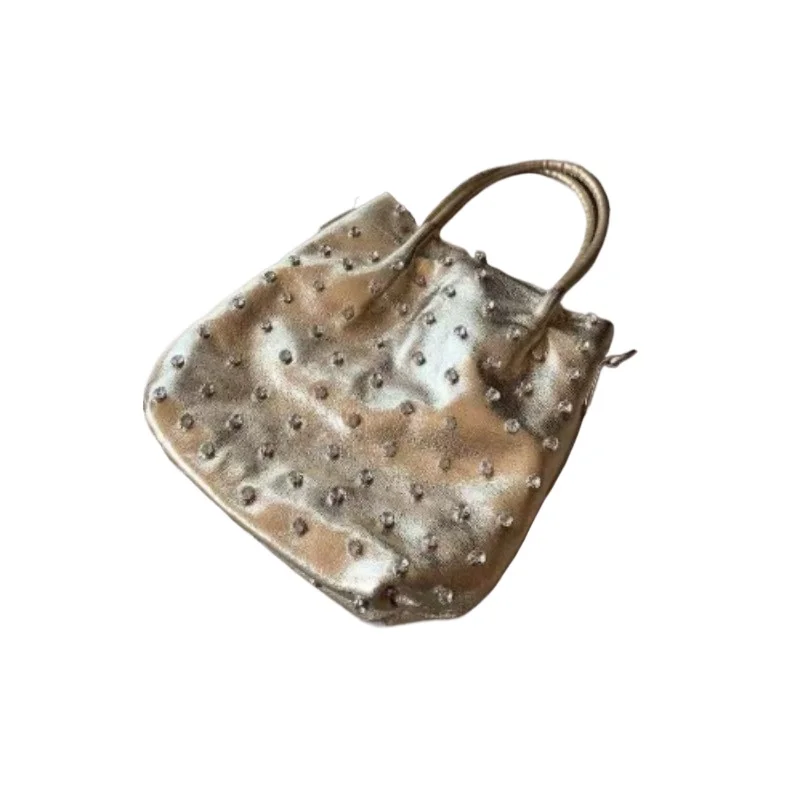 2026 Handmade Diamonds! Bag Light Luxury Niche High Sense Summer Women's Handheld Messenger Silver Bag Temperament Commuting