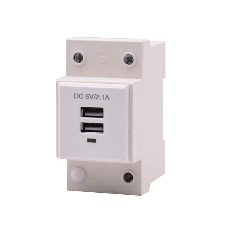 USB DIN rail modular socket DC5V 2.1A output fiber optic distribution box ONU socket power Adapter