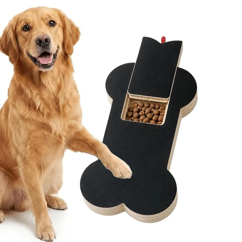 Dog Scratch Pad Pull-Out Snack Box Wooden Bone Shape Interactive Nail Grinding File For Dogs Pets Nail Trimming Grooming