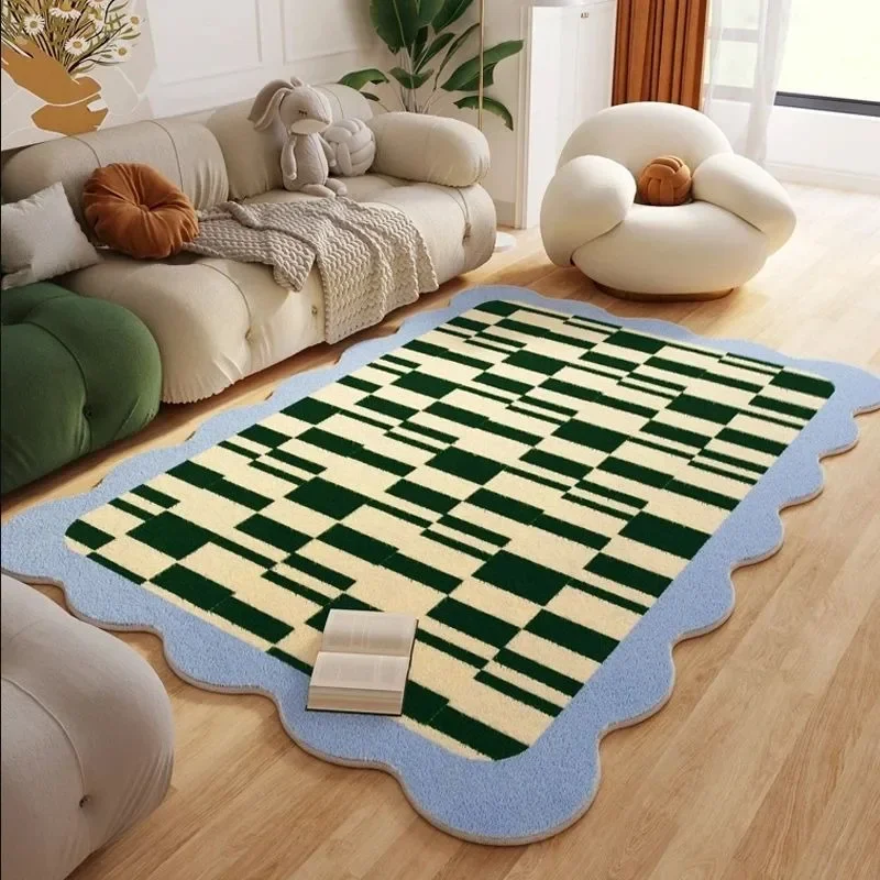 Cute Plaid Carpet Creative Wave Large Area Living Room Carpets Girls Room Decoration Rug Comfortable Soft Bedroom Rugs Ковер 양탄자