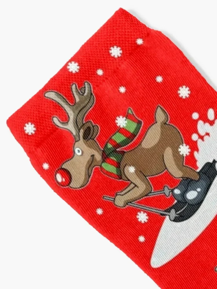 Cute Funny Reindeer Skiing - Merry Christmas! Socks Argentina golf Socks Male Women's