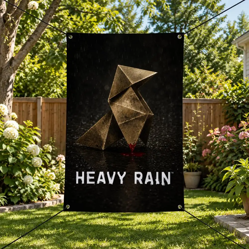 Game H-Heavy Rain Flags Vertical Wall Hanging for Bedroom Dorm Living Room Party Garage Camping