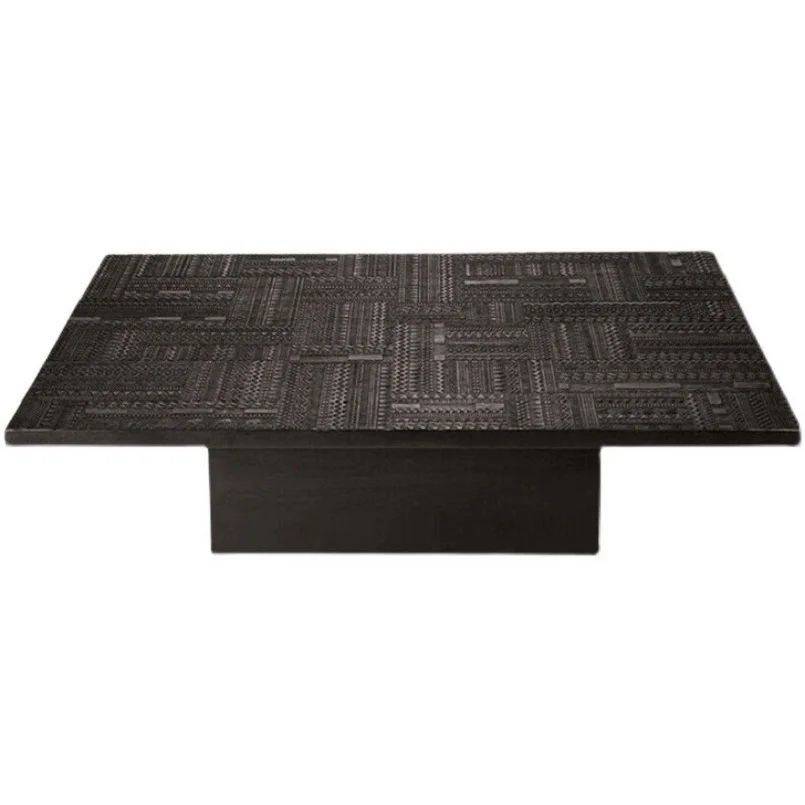 Belgian expression solid wood oak teak hand-carved coffee table Nordic living room tea table Small apartment coffee table