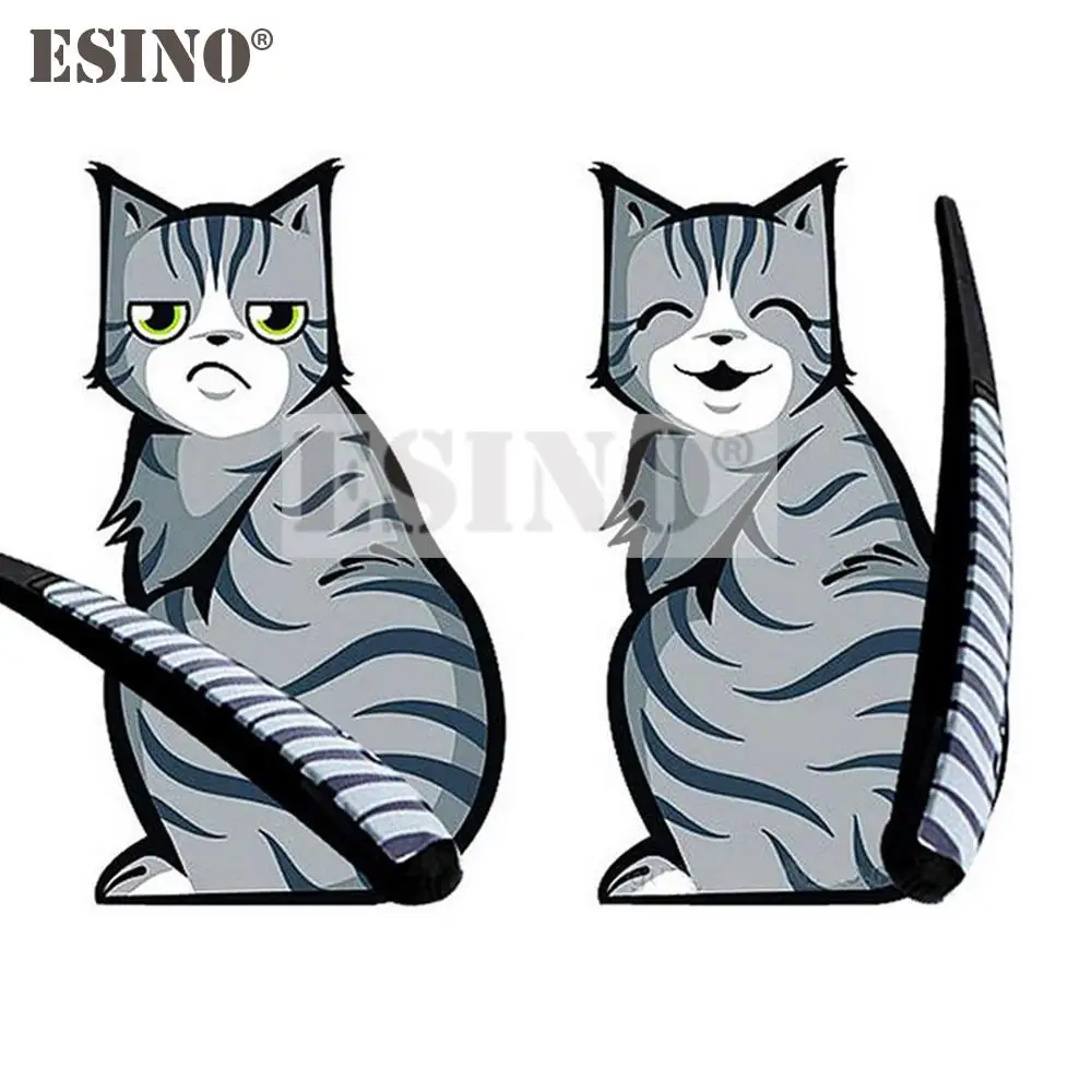 Car Styling Creative Cartoon Happy Sad Cat Moving Tail Rear Window Wiper Decal Car Body PVC Sticker Car Accessories Vinyl Decal