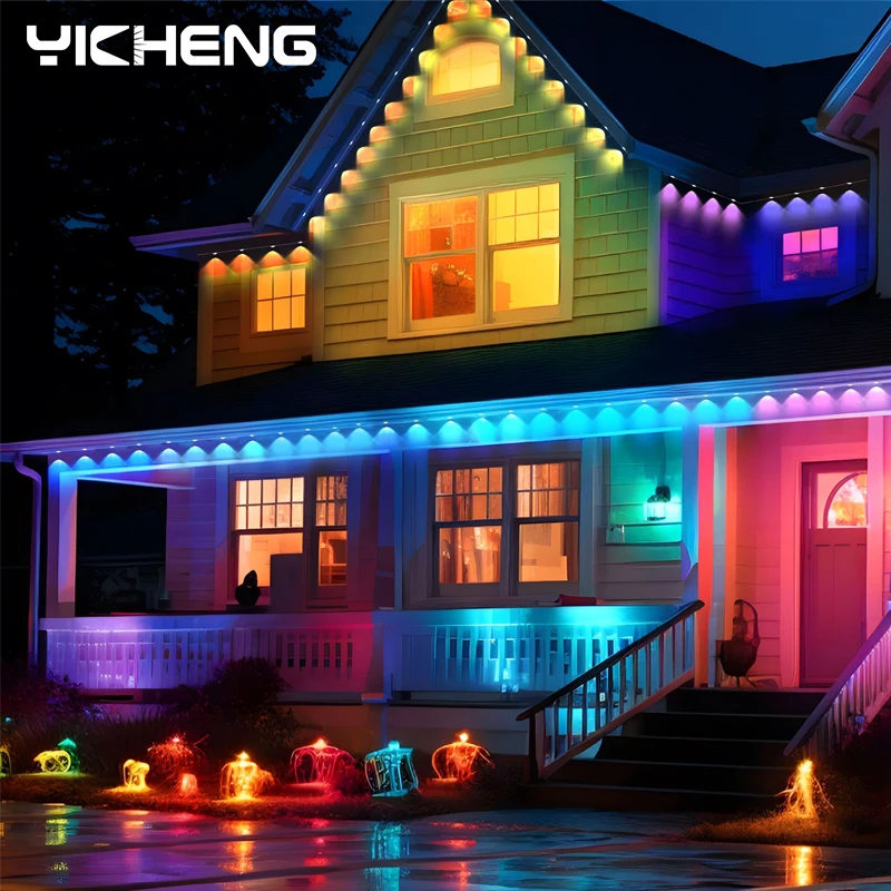 Smart RGB Remote Control Outdoor IP67 Waterproof Eaves Light for Christmas Halloween Holiday Party Home Decorate AtmosphereLight