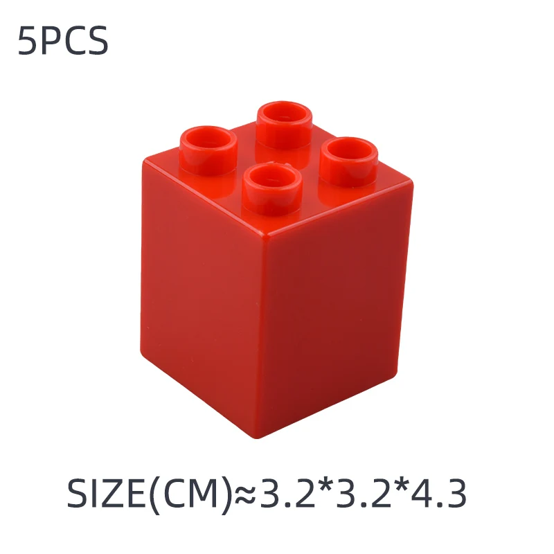 Bloques de construcción coloridos de gran tamaño para niños, 5 piezas, 2x2 puntos, grandes y altos, juguetes educativos y creativos compatibles