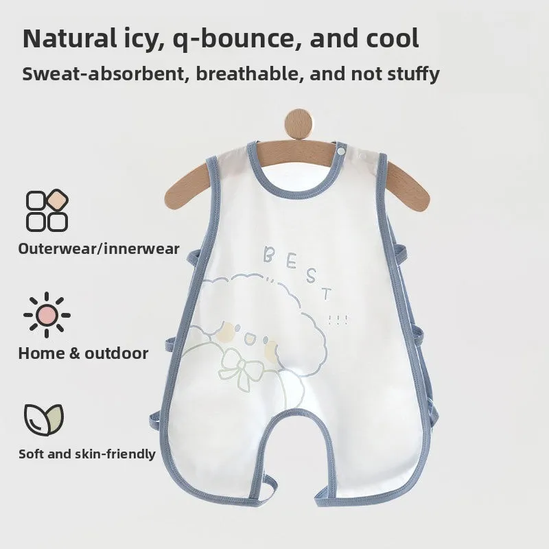 Somenie Newborn Outfit, 100% Cotton Boneless‑Sewn Pipa‑Style Romper, Half‑Back Crotch Belly‑Wrap Infant Loungewear
