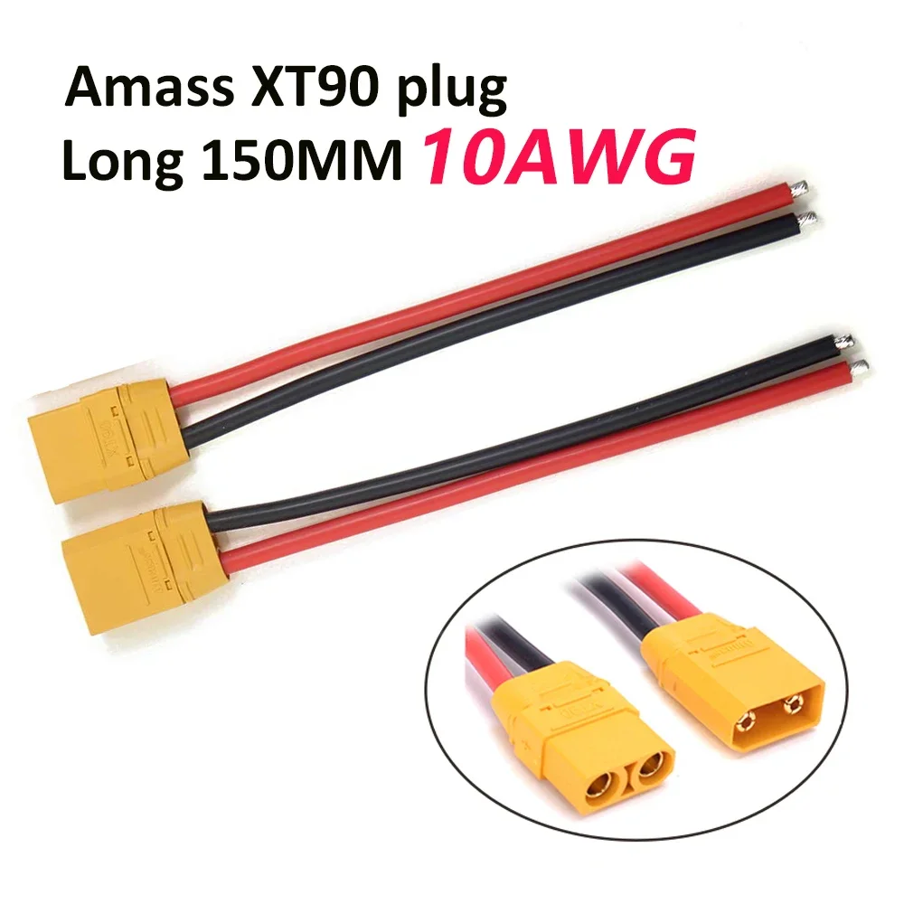 AMASS XT90 Male Female Connector Plug Pigtails with 150mm 10AWG Silicone Wire RC Battery Cable Wire for RC Lipo Battery