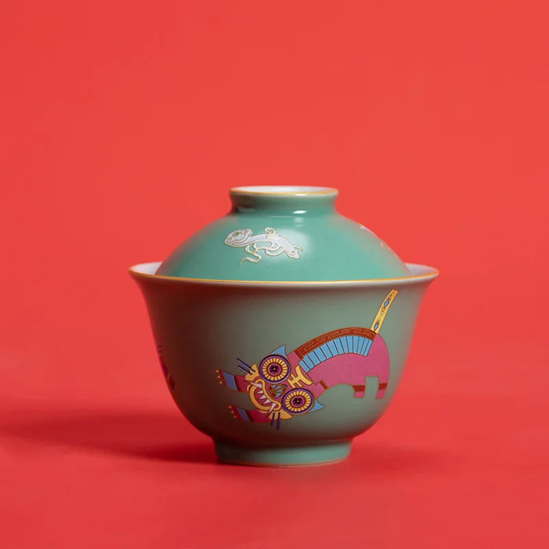 

Funny Tiger Porcelain Gaiwan For Tea Green Tureen With Lid Teaware Tea Ceremony Set Cups Bowls Chinese Chawan