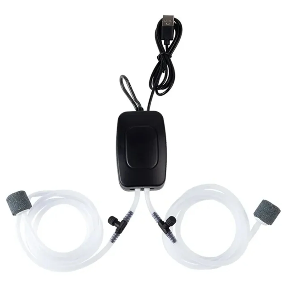 ABFW Fish Tank Air Pump USB Powered Aerator Aquarium Accessories Adjustable Air Valve Silent Bubble Oxygen Pump(Black)