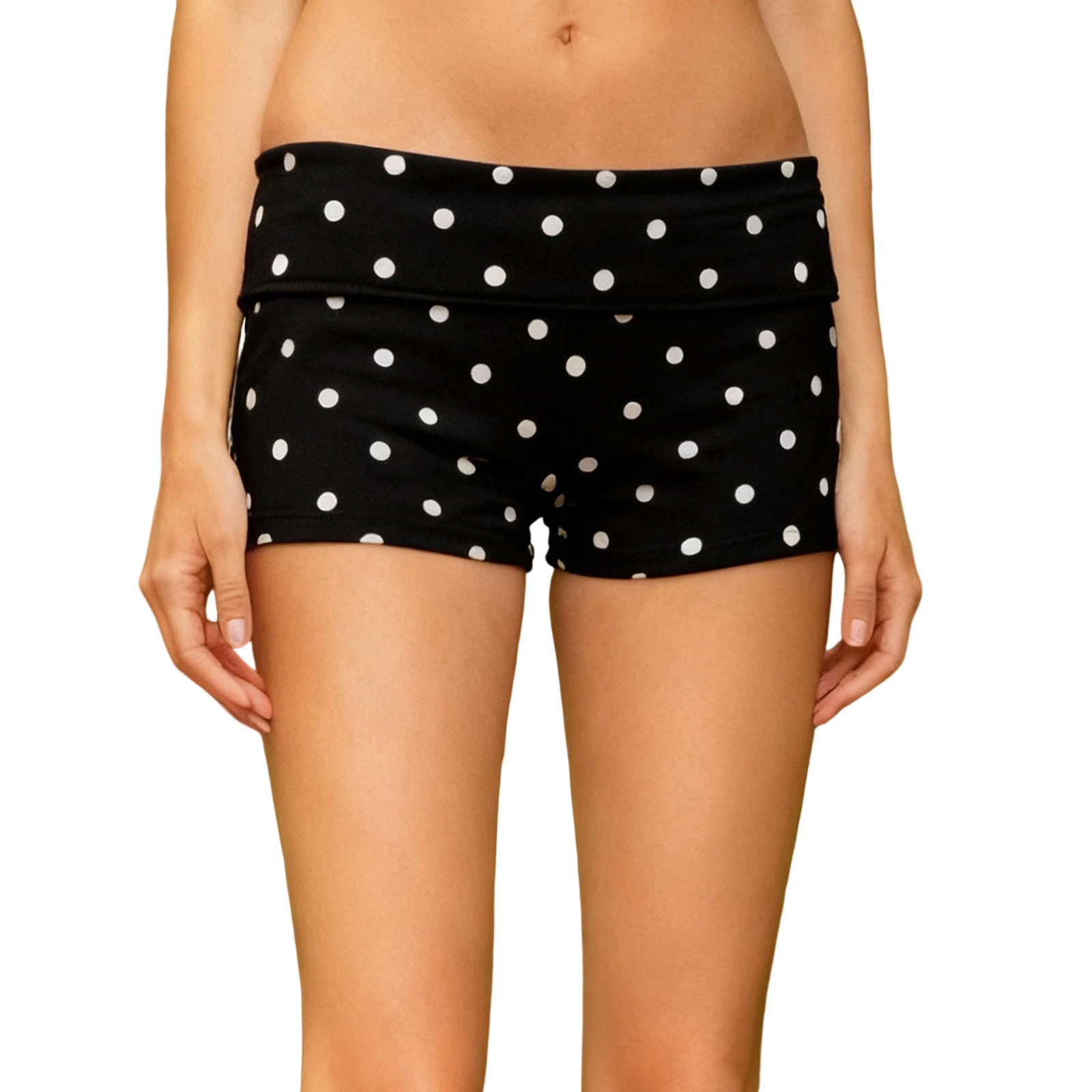 Women Shorts Elastic Waist Dots Print Summer Casual Shorts Streetwear for Daily Party