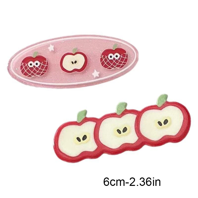 Pinces à cheveux en bec de canard, frange de pomme, fruits mignons, accessoires latéraux ovales pour filles japonaises et coréennes, Fragments de cheveux, 2 pièces